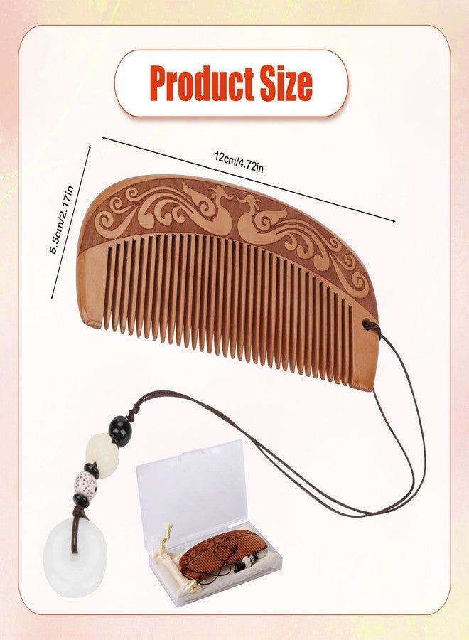 XIHIRCD Labor Comb Set, Wooden Birthing Comb Classic Phoenix Pattern Decoration Childbirth Hair Comb Pregnancy Gift Delivery Essentials Care Package for New Moms Women, with Pendant, Pouch, Box - Image 2