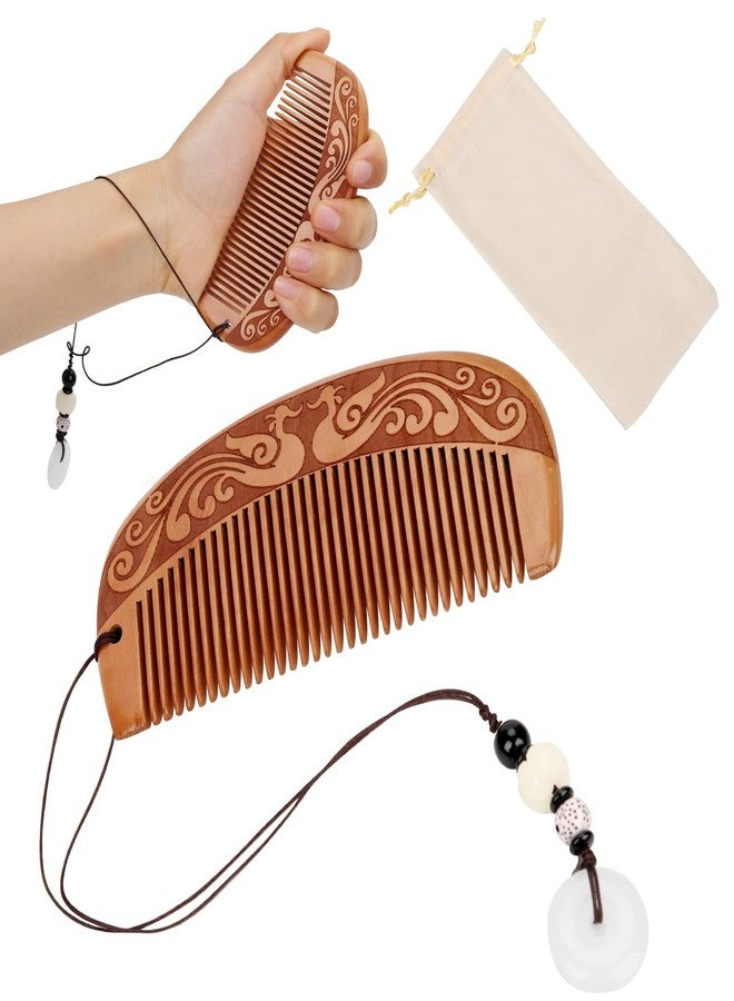 XIHIRCD Labor Comb Set, Wooden Birthing Comb Classic Phoenix Pattern Decoration Childbirth Hair Comb Pregnancy Gift Delivery Essentials Care Package for New Moms Women, with Pendant, Pouch, Box - Image 1