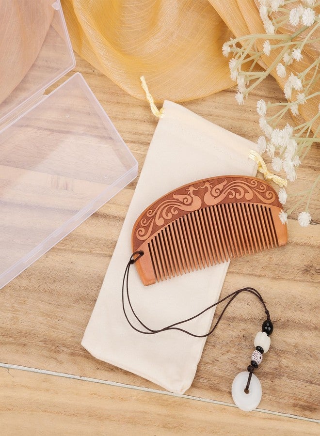 XIHIRCD Labor Comb Set, Wooden Birthing Comb Classic Phoenix Pattern Decoration Childbirth Hair Comb Pregnancy Gift Delivery Essentials Care Package for New Moms Women, with Pendant, Pouch, Box - Image 4