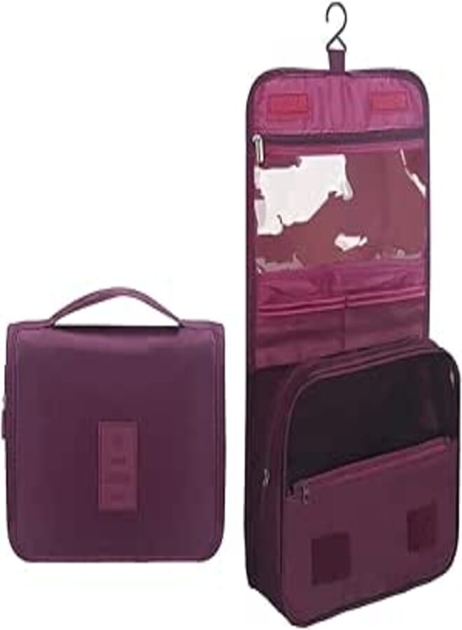 Travel Makeup Cosmetic,Shower, Hanging Toiletry Bag - Pouch Large Cosmetic Makeup Travel Organizer for Men & Women with Sturdy Hook, Pink, 9.4 * 3.5 * 7.8 inches, Portable Toiletry Bag