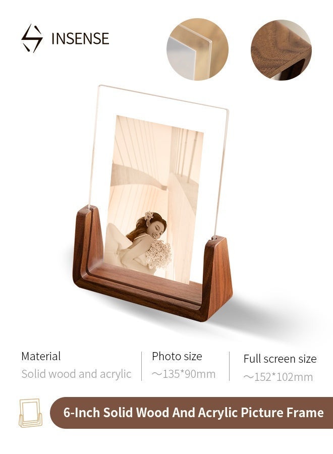 INSENSE 6" Solid Wood And Acrylic Picture Frame - Image 1