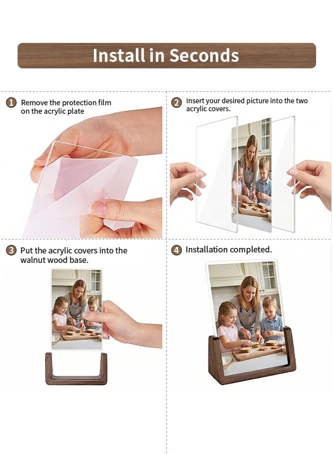 بالمعنى براويز صور خشبية ريفية - إطار صور بقاعدة من خشب الجوز وغطاء أكريليك (4×6 بوصة) - Image 3