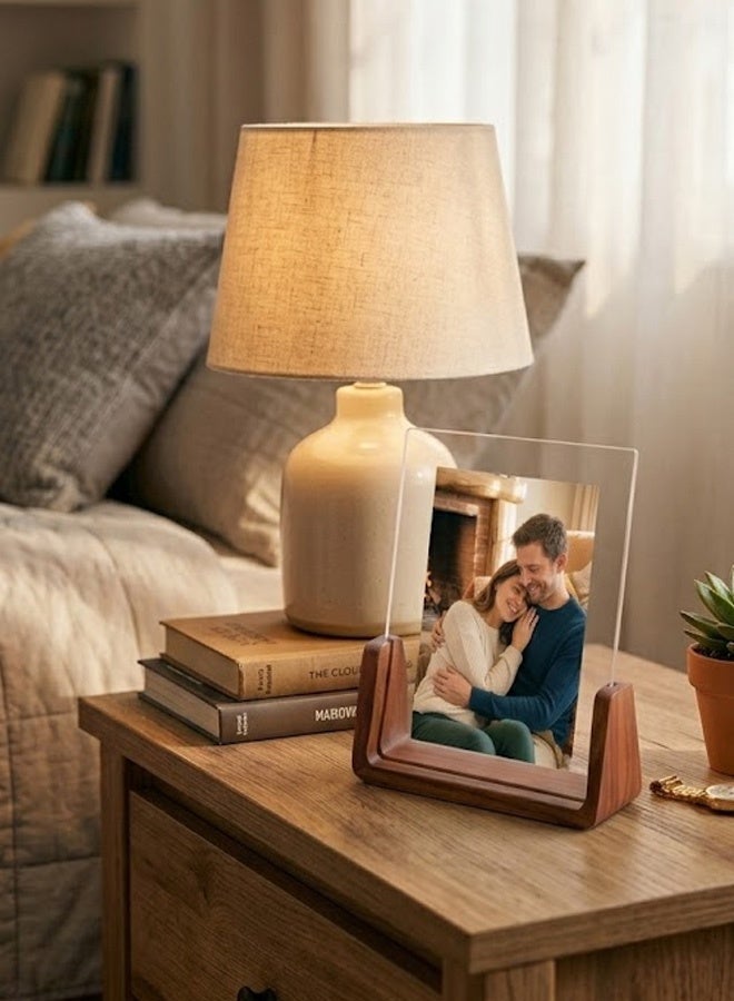 بالمعنى براويز صور خشبية ريفية - إطار صور بقاعدة من خشب الجوز وغطاء أكريليك (4×6 بوصة) - Image 2