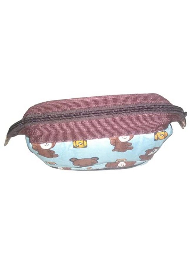 CONNECTWIDE Dual Side Zippered 3 Compartment New Vintage Floral Printed Cosmetic Bag Women Makeup Bags Female Zipper Cosmetics Bag Portable Travel Makeup Pouch Makeup Bag Travel Handbag (Blue)  - Image 5