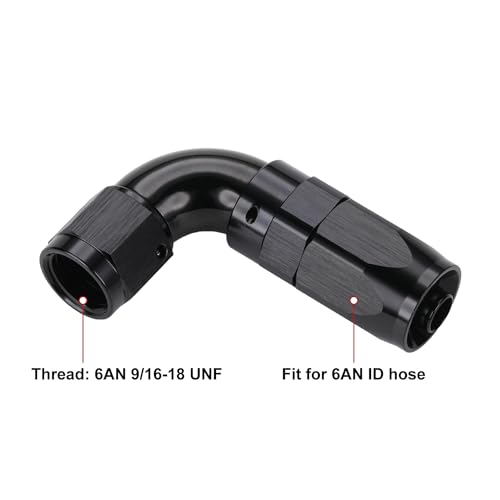 Podavelle 6AN 90 Degree Elbow Swivel Hose End Full Flow Fitting Adapter Aluminum Black - Image 3