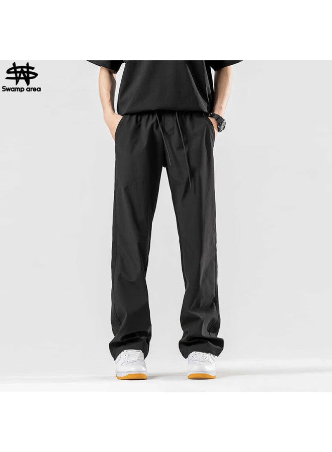 Swamp Area Men's Summer Soft Shell Quick-drying Straight-leg Casual Mountaineering Pants Ks001 Black L - Image 1