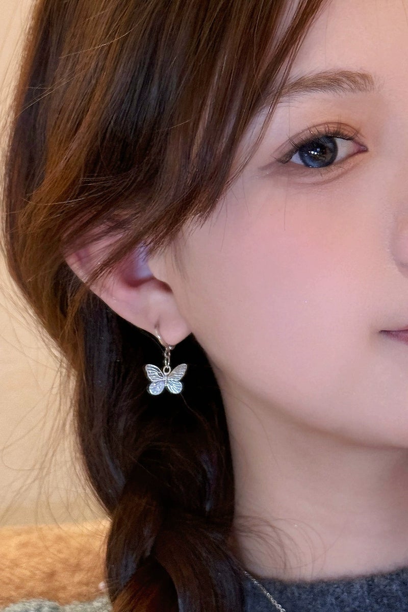 Goolsky Handcrafted Silver Butterfly Hoop Earrings for Women – S925 Sterling Silver Posts, Vintage-Inspired Elegant Design, Spring & Summer New Arrival  - Image 3