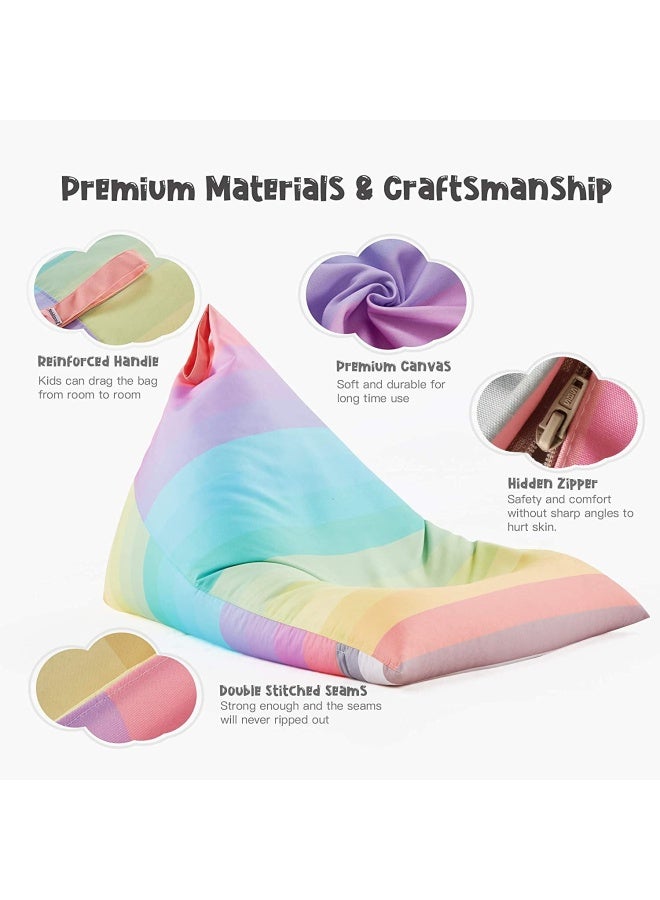 Nobildonna Nobildonna Stuffed Animal Storage Bean Bag Chair Cover for Kids Teens No Filler 250L Washable Large Beanbag Cover for Kids Room Organizing Plush Toys or Home Living Room TextileRainbow  - Image 3