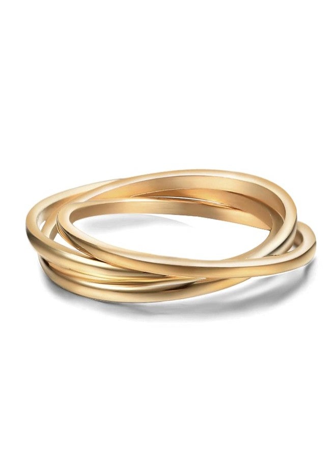 VQYSKO Triple Interlocked Rolling Ring for Women-Stainless Steel Stacking Cross Rings in Silver/Gold/Rose gold Minimalist Promise Ring for Love/Engagement/Wedding, Size 4-12 (Gold, 7) - Image 4