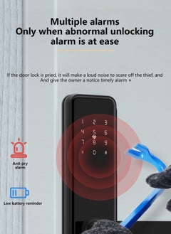 Sharpdo Smart Lock, Smart Door Lock 7-in-1 Keyless Entry Door Lock, Fingerprint/ Key/ Password/ Bluetooth/ NFC Unlock/  TT LOCK  - Image 5