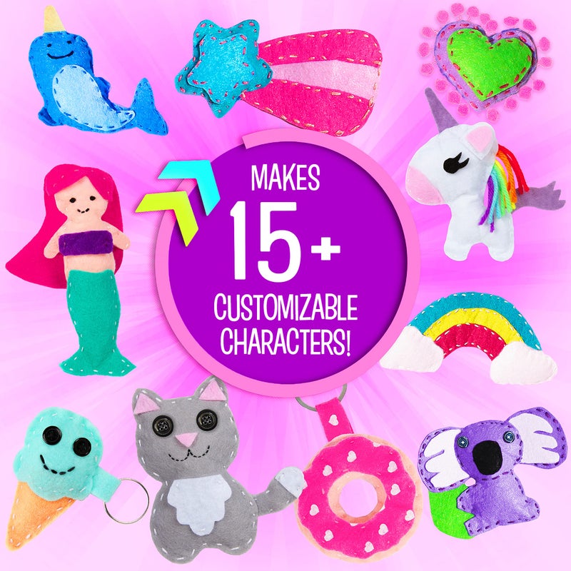 Creative Kids طقم خياطة مصنوعة من الفelt للأطفال - حرف 15+ شخصية - طقم DIY ممتع للأطفال 8+ - مجموعة حرف خياطة إبداعية - Image 2