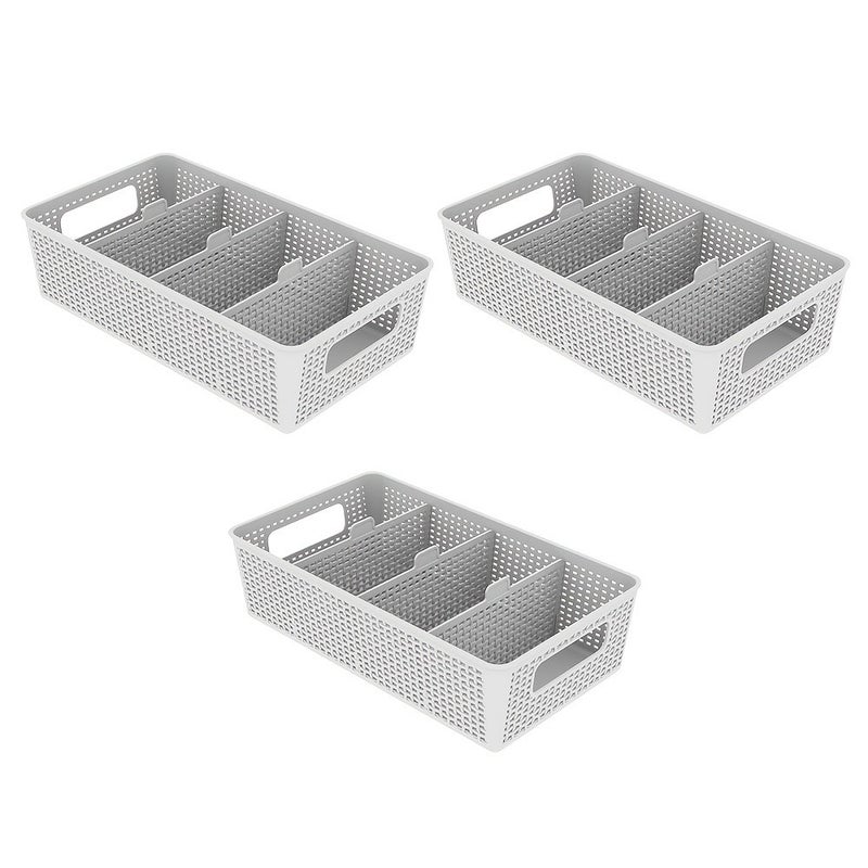 1/2/3/4/5/6/7/8pcs Multi-purpose Woven Storage Box with Divider for Bathroom Vanity and Kitchen, Cabinet/Countertop Drawer Storage Box - Image 1