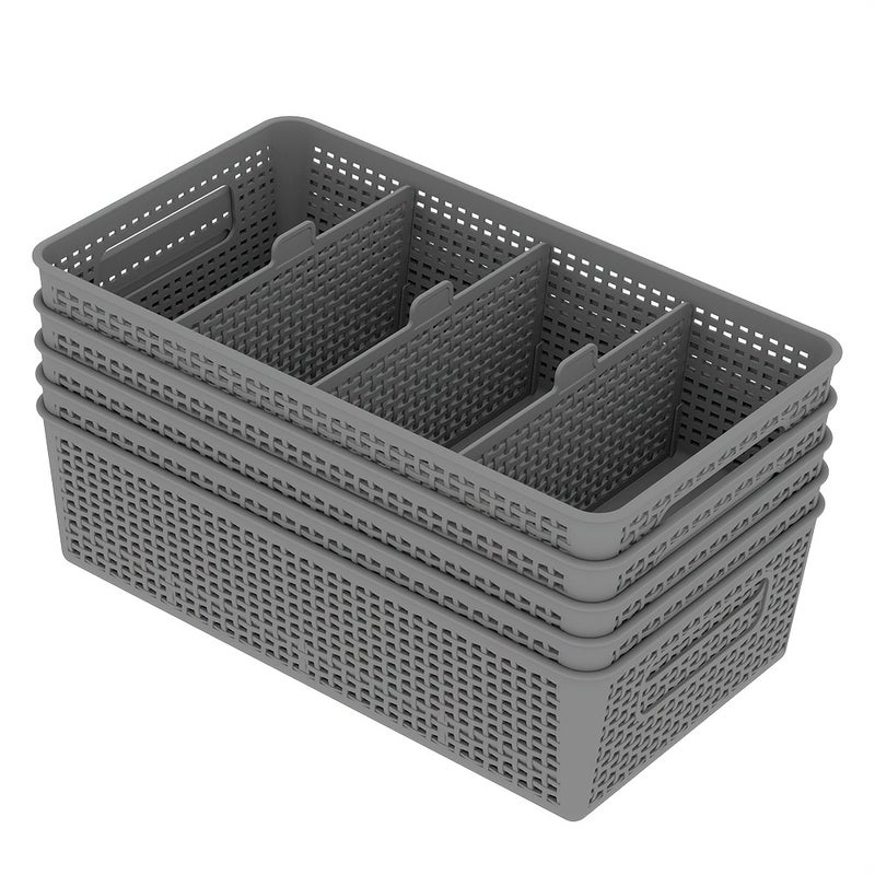 1/2/3/4/5/6/7/8pcs Multi-purpose Woven Storage Box with Divider for Bathroom Vanity and Kitchen, Cabinet/Countertop Drawer Storage Box - Image 2