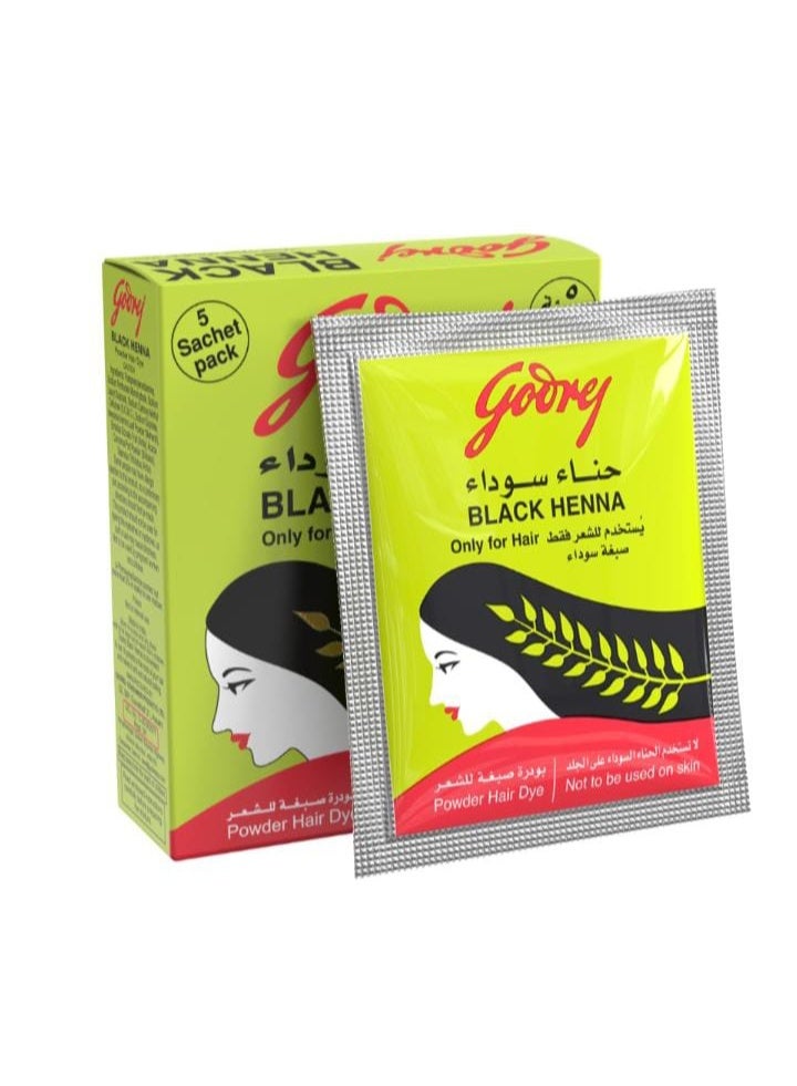 Godrej Hair Color Powder Hair Dye Henna Natural Black 3g Pack of 5