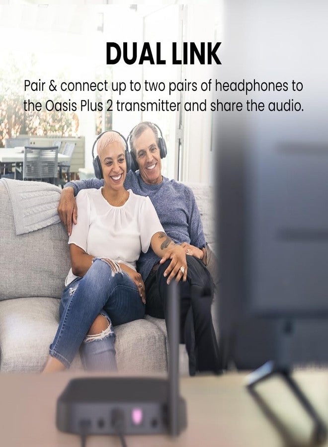 Avantree Oasis Plus 2 – Bluetooth Transmitter for TV with Remote Volume Control, Supports Two Headphones, aptX-Adaptive, Soundbar Passthrough, for Optical or AUX TVs - Image 2