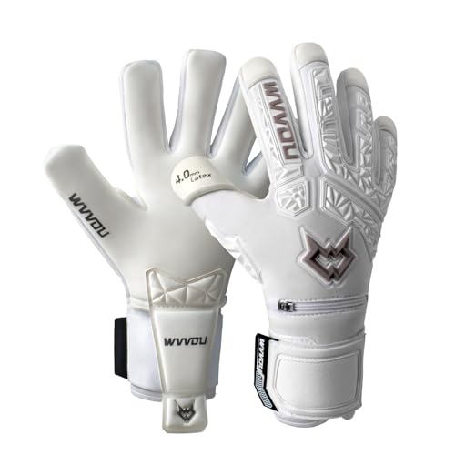 WVVOU Soccer Goalie Gloves for Adults and Youth, High Performance Goalkeeper Gloves with 5 Detachable Finger Saves, Soccer Gloves with 4mm Sticky Latex Palm - Image 1