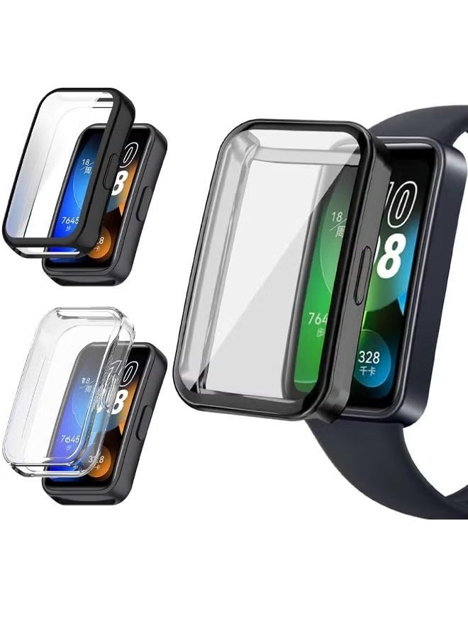 2 Pcs For Huawei Band 8 TPU Protective Case Clear/Black  - Image 1