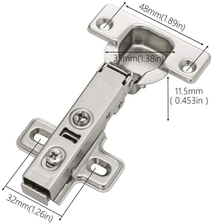 Luokim 40 Pack 20 Pairs Full Overlay Soft Close Cabinet Hinges European Kitchen Heavy-Duty Frameless Adjustable 35mm Cup Hidden Cabinet Hinges Two-Hole Square Mounting Plate Nickel Plated Finish - Image 4
