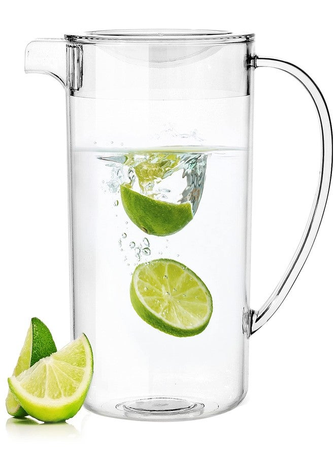Youngever 2 Quarts Plastic Pitcher With Lid, Clear Wide Plastic Pitcher Great for Iced Tea, Sangria, Lemonade, and More - Image 1