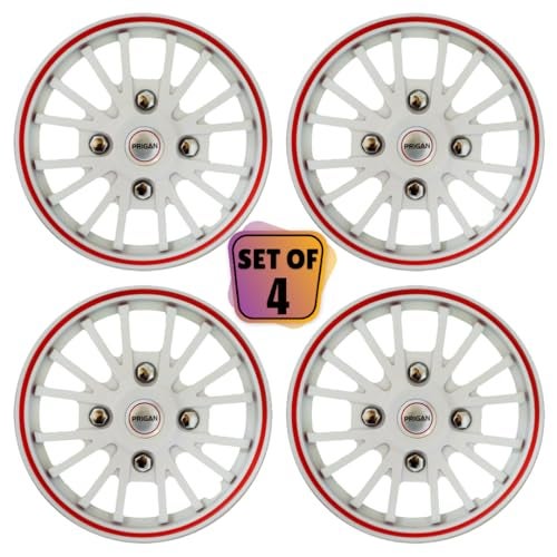 Prigan Wheel Cover for Maruti 800 12 Inch White Red Wheel Cap (Available in 12,13,14 Inch) (Set of 4 Pcs) (Press Fitting) Model- Power GT White Red-12 - Image 2