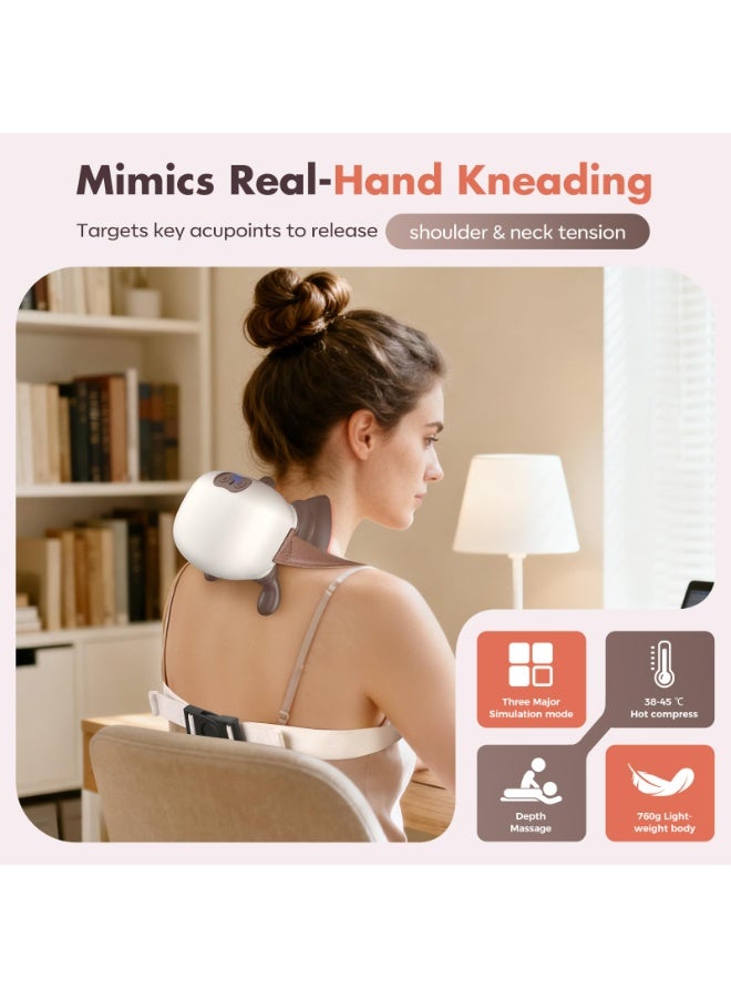 Arabest 4D Neck Massager,Shoulder Hot Compress Massager, a wireless and portable massager that simulates human hand operation,suitable for relieving neck pain and relaxing muscles,with 3 adjustment modes. - Image 4