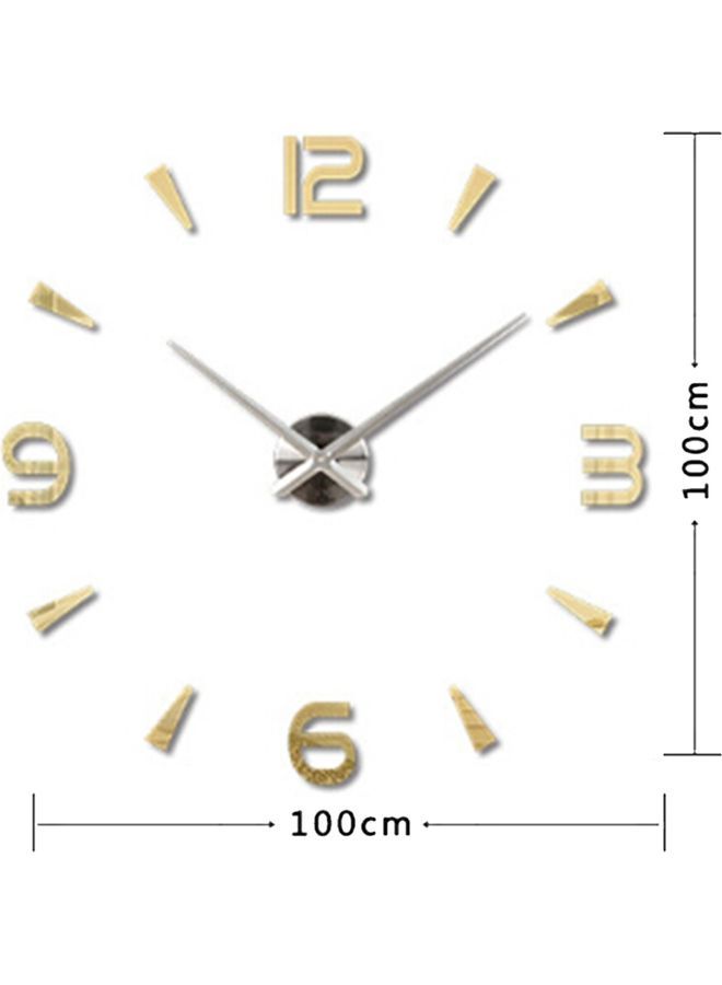 NIBEMINENT Frameless 3D Mirror Wall Sticker Mute Clock Gold - Image 1