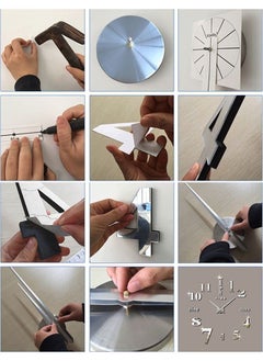 نيبمينينت ملصق جداري عاكس ثلاثي الأبعاد بدون إطار بتصميم ساعة صامتة ذهبي  - Image 3