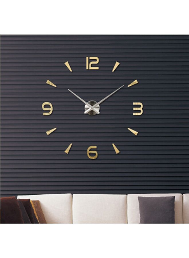 NIBEMINENT Frameless 3D Mirror Wall Sticker Mute Clock Gold - Image 4