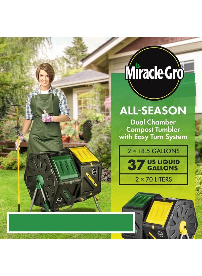 Miracle-Gro Dual Chamber Compost Tumbler – Outdoor Compost Bin, 2 Sliding Doors, (2 X 18.5 Gallon / 70 Liter) - Image 2