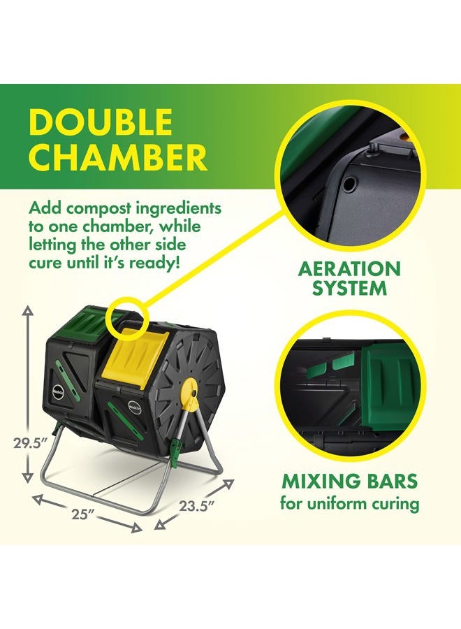 Miracle-Gro Dual Chamber Compost Tumbler – Outdoor Compost Bin, 2 Sliding Doors, (2 X 18.5 Gallon / 70 Liter) - Image 5