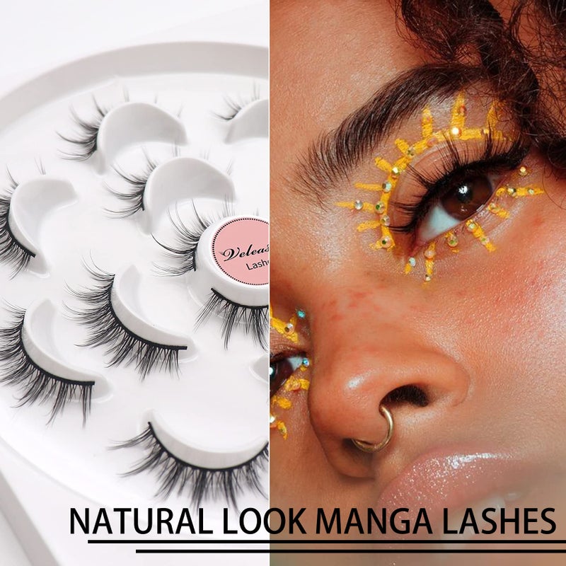 Veleasha 5D Faux Mink Lashes - Luxurious Manga Spike Lashes, 7 Pairs Pack - Image 2