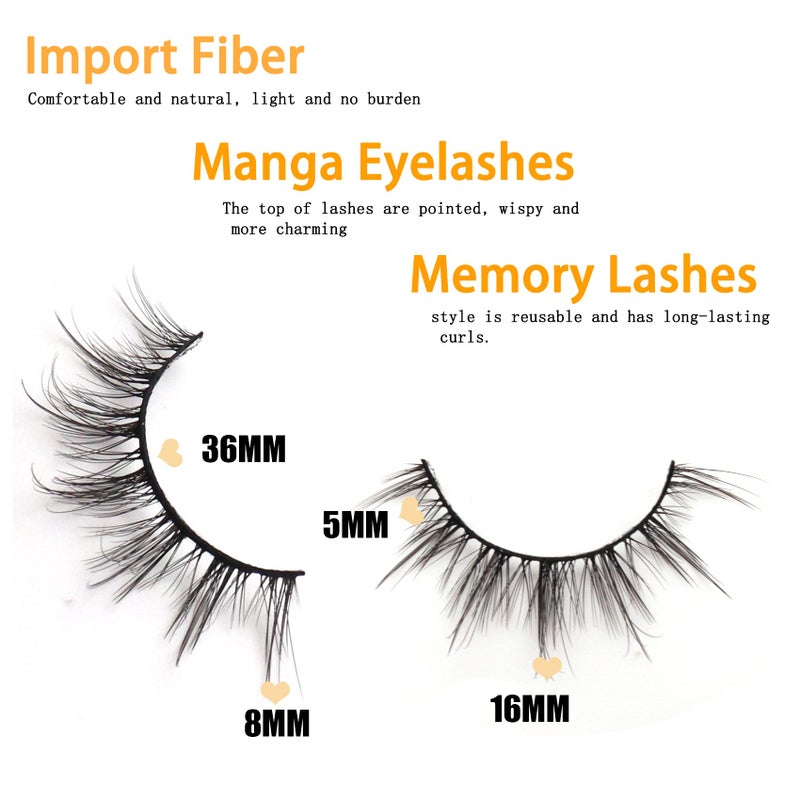 Veleasha 5D Faux Mink Lashes - Luxurious Manga Spike Lashes, 7 Pairs Pack - Image 3