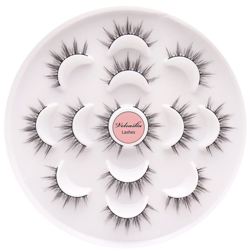 Veleasha 5D Faux Mink Lashes - Luxurious Manga Spike Lashes, 7 Pairs Pack - Image 1