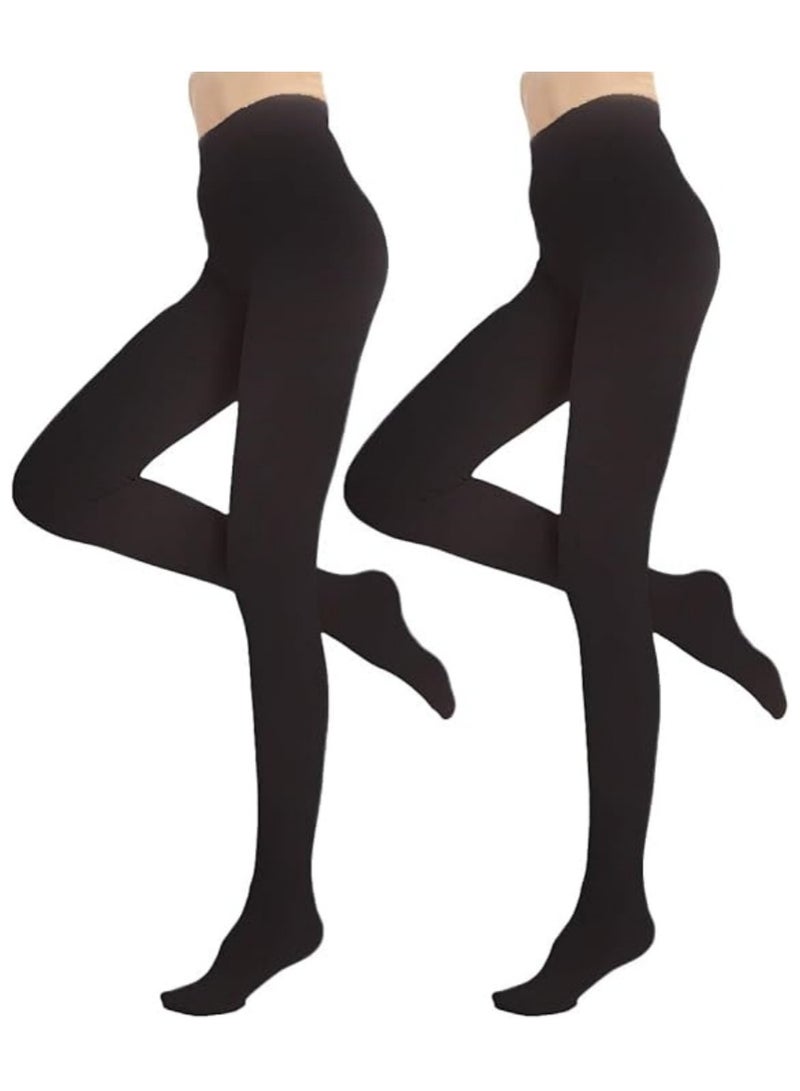 Jorunb 2pc Women's Fleece Lined Tights Thermal Pantyhose Leggings Opaque Winter Warm Thick Stockings Tights - Image 1