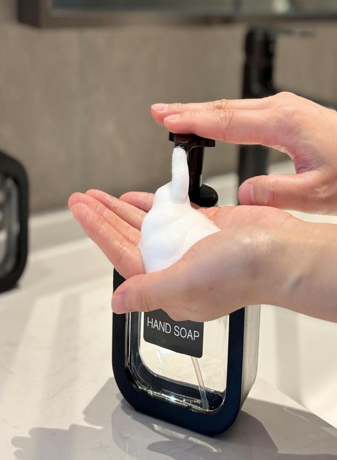 RATAVA Black Foaming Soap Dispenser Bottle – 300ml Refillable Pump Container for Hand Soap, Shampoo, Face Cleanser & More – Modern Square Design for Bathroom, Kitchen, Travel Use 1pc - Image 4