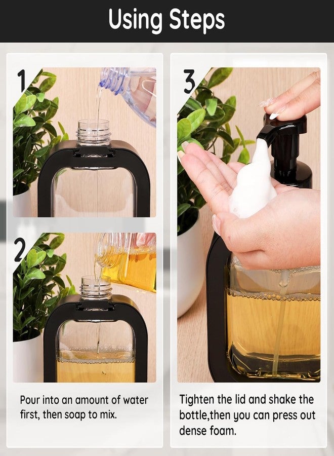 RATAVA Black Foaming Soap Dispenser Bottle – 300ml Refillable Pump Container for Hand Soap, Shampoo, Face Cleanser & More – Modern Square Design for Bathroom, Kitchen, Travel Use 1pc - Image 2