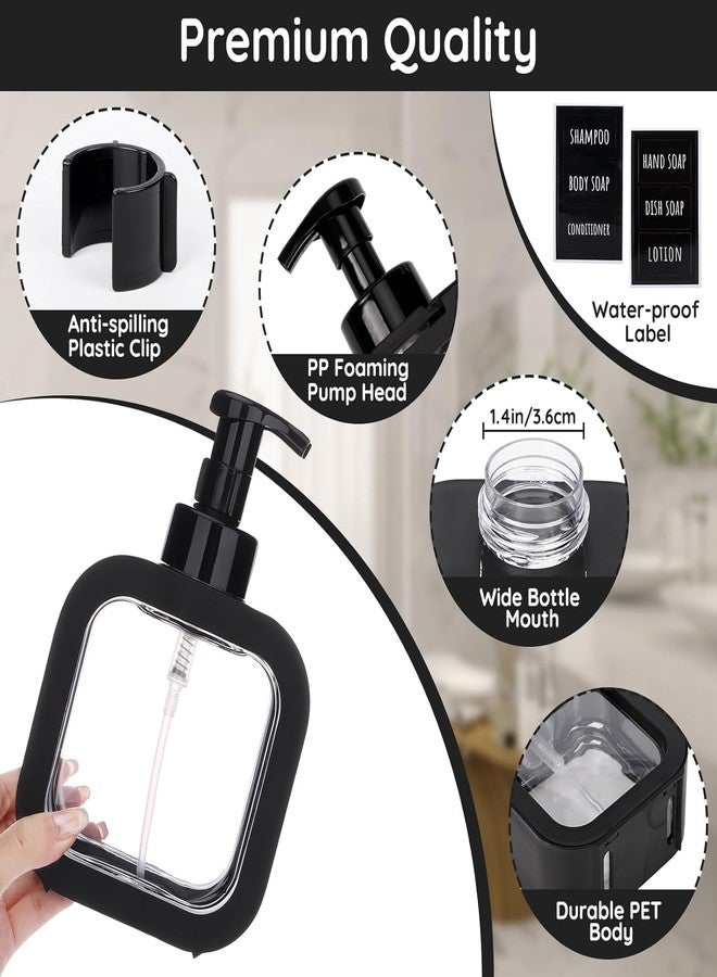RATAVA Black Foaming Soap Dispenser Bottle – 300ml Refillable Pump Container for Hand Soap, Shampoo, Face Cleanser & More – Modern Square Design for Bathroom, Kitchen, Travel Use 1pc - Image 3