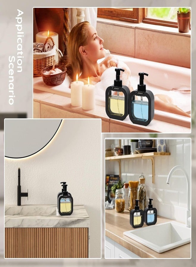 RATAVA Black Foaming Soap Dispenser Bottle – 300ml Refillable Pump Container for Hand Soap, Shampoo, Face Cleanser & More – Modern Square Design for Bathroom, Kitchen, Travel Use 1pc - Image 5