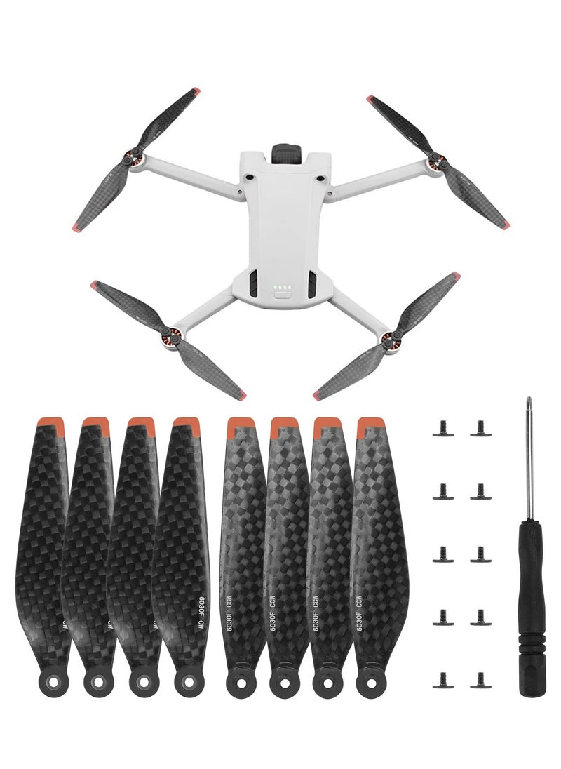 KASTWAVE مراوح لـ DJI Mini 3 Pro، مراوح من ألياف الكربون، جزء بديل متين ومنخفض الضوضاء للمروحة، مجموعة أجزاء ملحقات الطائرات بدون طيار  - Image 1