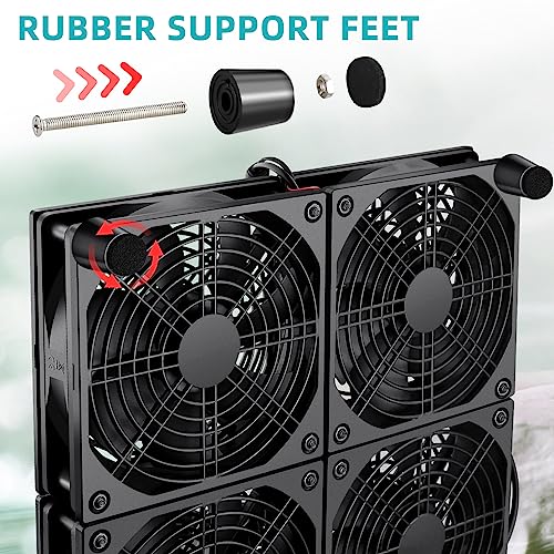 Wathai 120mm x 4 Router TV Box Fan 110v - 240v Big Airflow with Speed Control for DIY Gaming Consoles, Amplifiers, Xbox, Laptop Stand, Mining Machines Devices Cooling - Image 4
