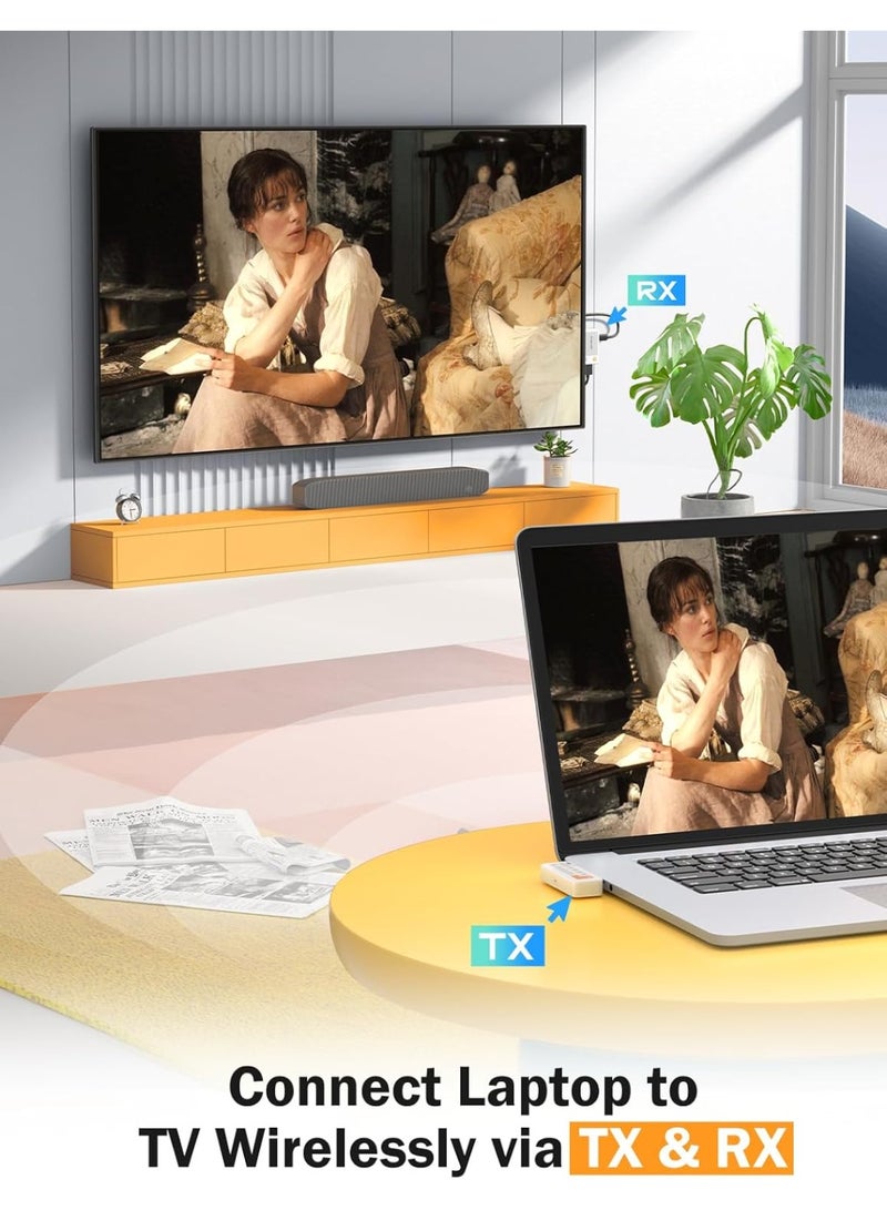ليموريلي جهاز إرسال واستقبال لاسلكي من USB-C إلى HDMI، يدعم تقنية 5G بدقة 1080P@60Hz، موسع HDMI لاسلكي منخفض التأخير بطول 50 مترًا/164 قدمًا للأجهزة من النوع C مع وضع DP البديل للشاشة وجهاز العرض والتلفزيون - Image 2