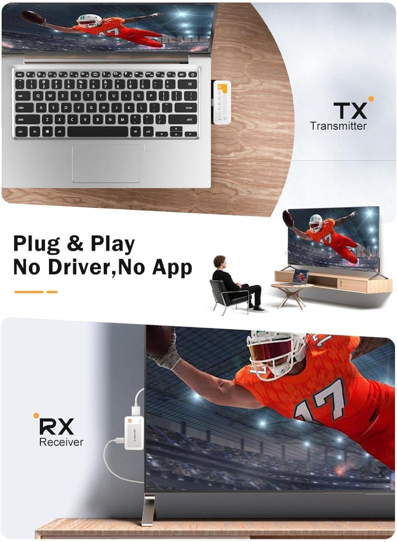 ليموريلي جهاز إرسال واستقبال لاسلكي من USB-C إلى HDMI، يدعم تقنية 5G بدقة 1080P@60Hz، موسع HDMI لاسلكي منخفض التأخير بطول 50 مترًا/164 قدمًا للأجهزة من النوع C مع وضع DP البديل للشاشة وجهاز العرض والتلفزيون - Image 3