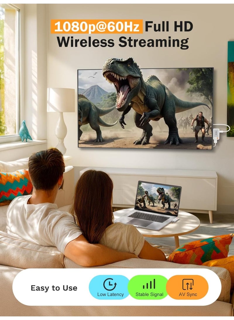 ليموريلي جهاز إرسال واستقبال لاسلكي من USB-C إلى HDMI، يدعم تقنية 5G بدقة 1080P@60Hz، موسع HDMI لاسلكي منخفض التأخير بطول 50 مترًا/164 قدمًا للأجهزة من النوع C مع وضع DP البديل للشاشة وجهاز العرض والتلفزيون - Image 4
