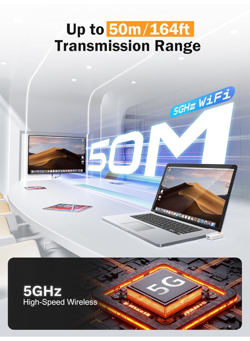 ليموريلي جهاز إرسال واستقبال لاسلكي من USB-C إلى HDMI، يدعم تقنية 5G بدقة 1080P@60Hz، موسع HDMI لاسلكي منخفض التأخير بطول 50 مترًا/164 قدمًا للأجهزة من النوع C مع وضع DP البديل للشاشة وجهاز العرض والتلفزيون - Image 5
