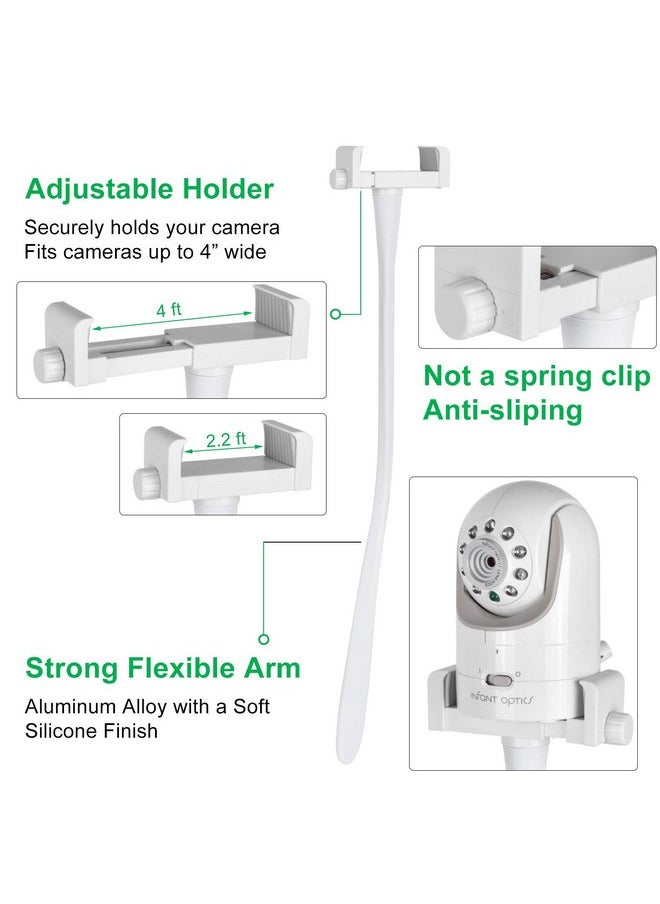 iTODOS Baby Monitor Mount Camera Shelf Compatible with Infant Optics DXR 8 & DXR-8 Pro and Most Other Baby Monitors,Universal Baby Camera Holder,Attaches to Crib Cot Shelves or Furniture (White)  - Image 5