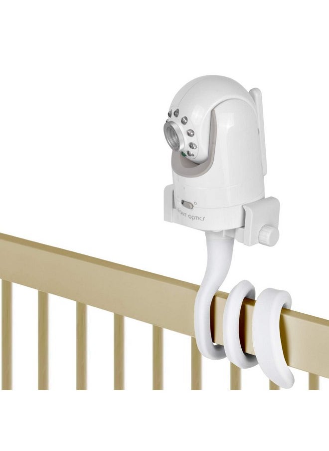 iTODOS Baby Monitor Mount Camera Shelf Compatible with Infant Optics DXR 8 & DXR-8 Pro and Most Other Baby Monitors,Universal Baby Camera Holder,Attaches to Crib Cot Shelves or Furniture (White)  - Image 1