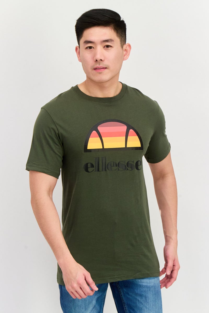 Ellesse تي شيرت رجالي بأكمام قصيرة وياقة دائرية بشعار العلامة التجارية، مزيج زيتوني - Image 1