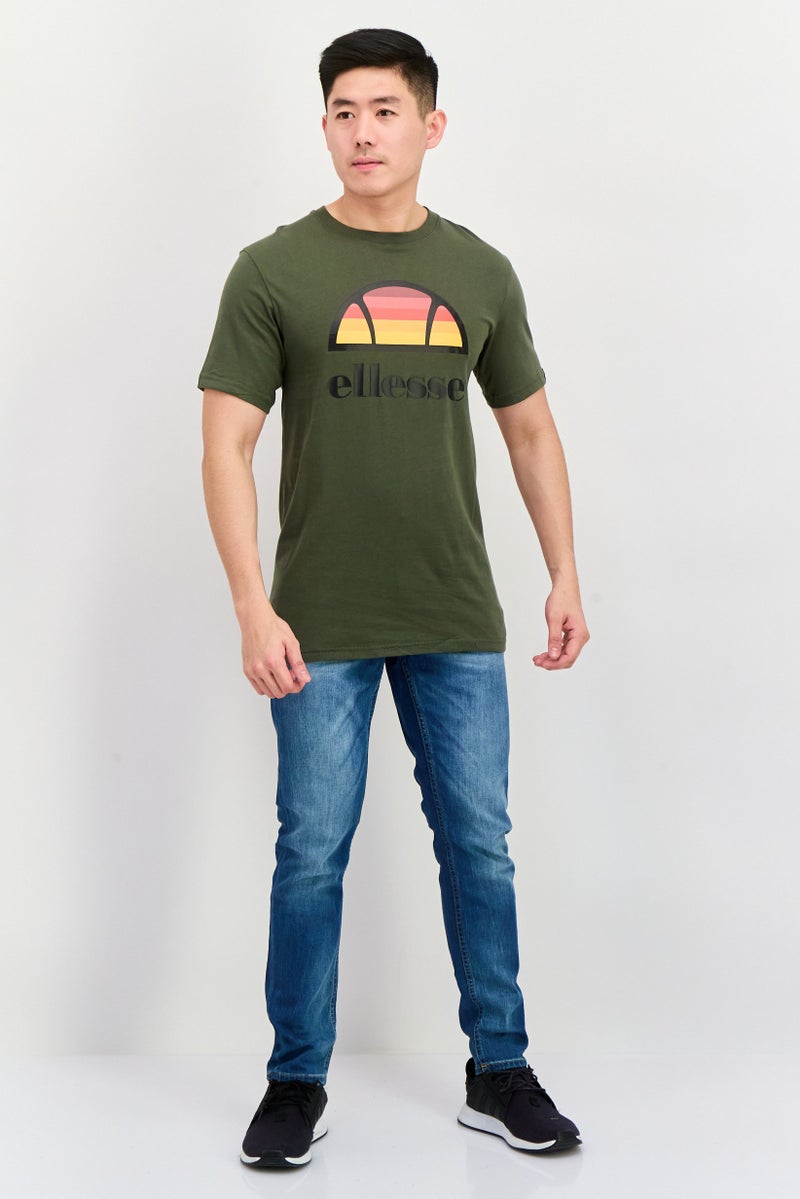 Ellesse تي شيرت رجالي بأكمام قصيرة وياقة دائرية بشعار العلامة التجارية، مزيج زيتوني - Image 4