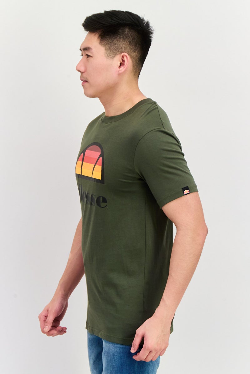 Ellesse تي شيرت رجالي بأكمام قصيرة وياقة دائرية بشعار العلامة التجارية، مزيج زيتوني - Image 2