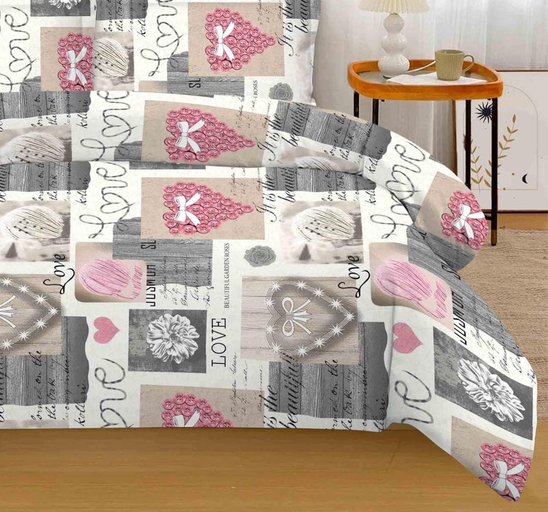 Amali  6 piece Polycotton Bed Sheet Queen Size (160x200+35) cm 1 Fitted Sheet, 1 Duvet Cover and 2 Standard & 2 Oxford Pillowcases Soft Breathable & Durable Fabric for Home Use - Image 3